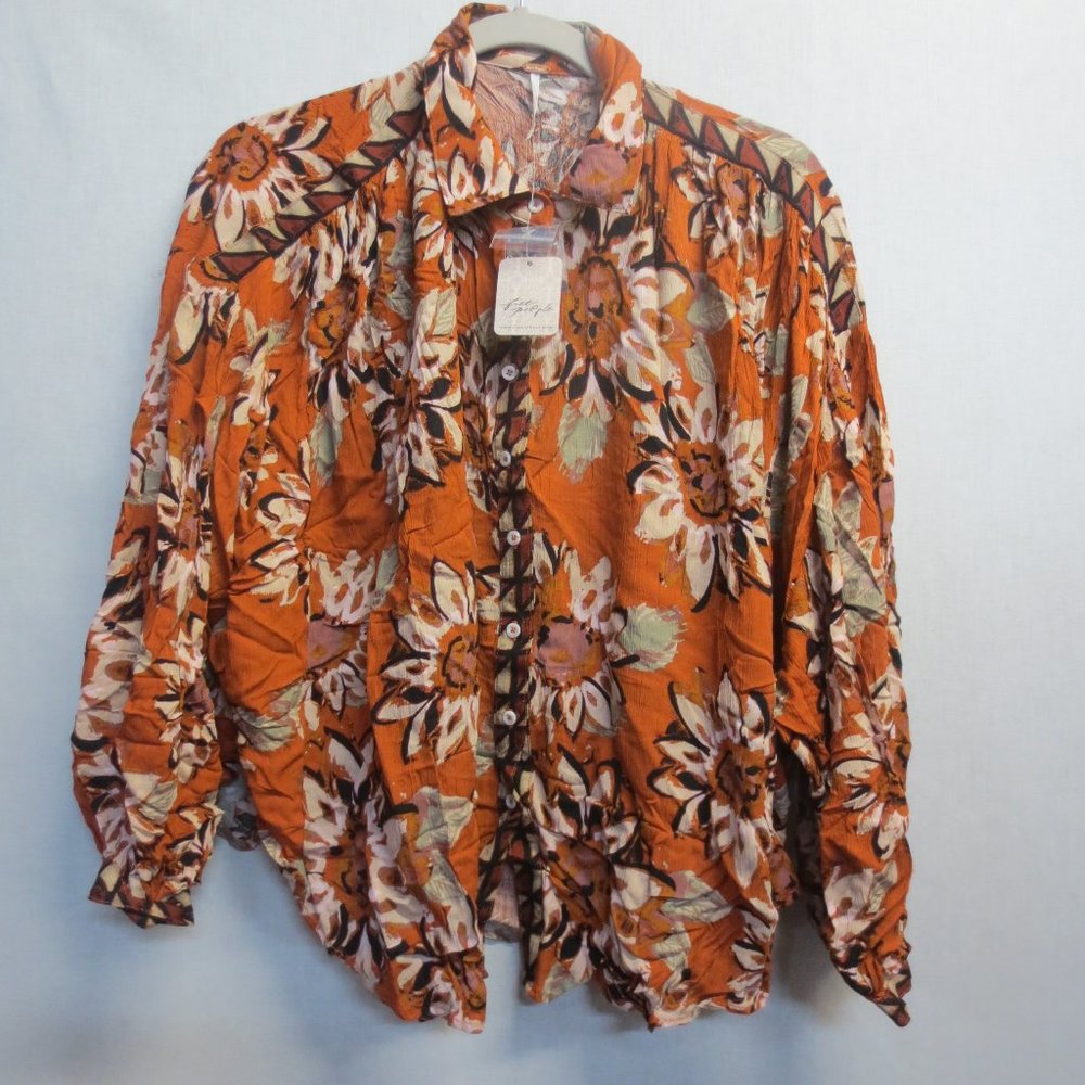 Free People Good Vibrations Printed Blouse In Light Combo - X-SMALL OR MED-NWT